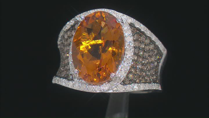 Golden Citrine Rhodium Over Sterling Silver Ring 5.70ctw Video Thumbnail