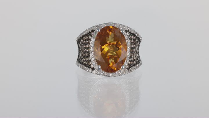 Golden Citrine Rhodium Over Sterling Silver Ring 5.70ctw Video Thumbnail