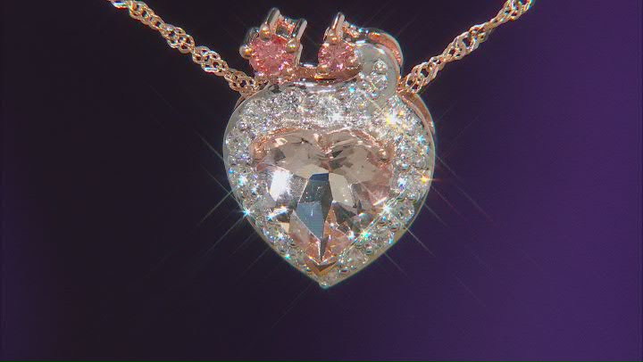 Peach Cor-de-Rosa Morganite 10k Rose Gold Pendant With Chain 1.69ctw Video Thumbnail