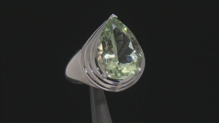Green Prasiolite Rhodium Over Sterling Silver Solitaire Ring 7.84ct Video Thumbnail