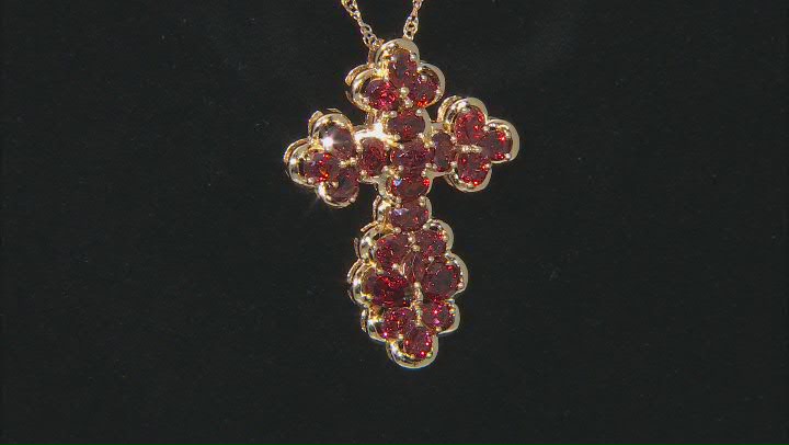 Red Garnet 18k Yellow Gold Over Silver Pendant with Chain 4.46ctw Video Thumbnail