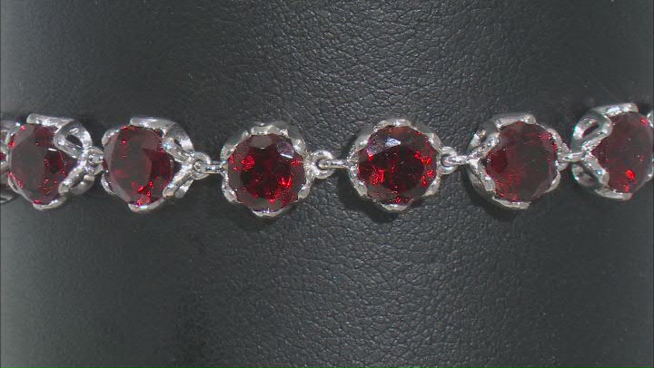 Red Garnet Rhodium Over Sterling Silver Bracelet 17.44ctw Video Thumbnail
