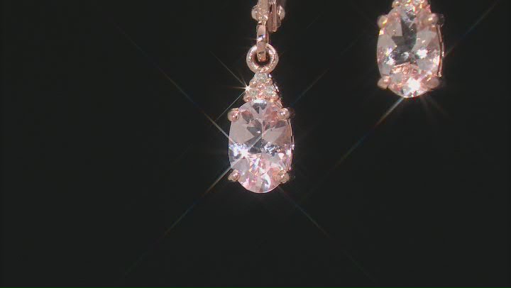 Peach Morganite 18k Rose Gold Over Silver Dangle Earrings 0.65ctw Video Thumbnail