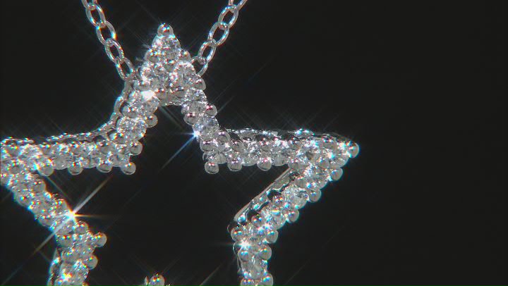 White Lab Created Sapphire Rhodium Over Silver Star Pendant With Chain 0.54ctw Video Thumbnail