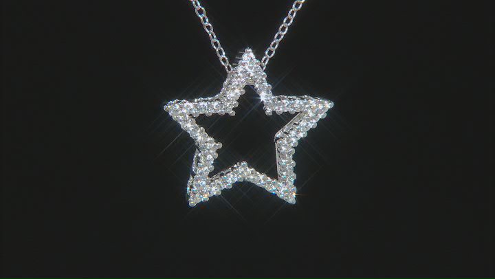 White Lab Created Sapphire Rhodium Over Silver Star Pendant With Chain 0.54ctw Video Thumbnail