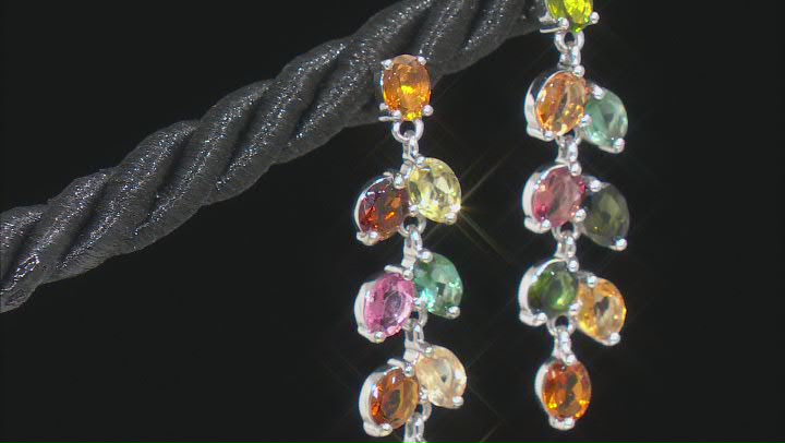 Multi-Tourmaline Rhodium Over Sterling Silver Earrings 1.55ctw Video Thumbnail
