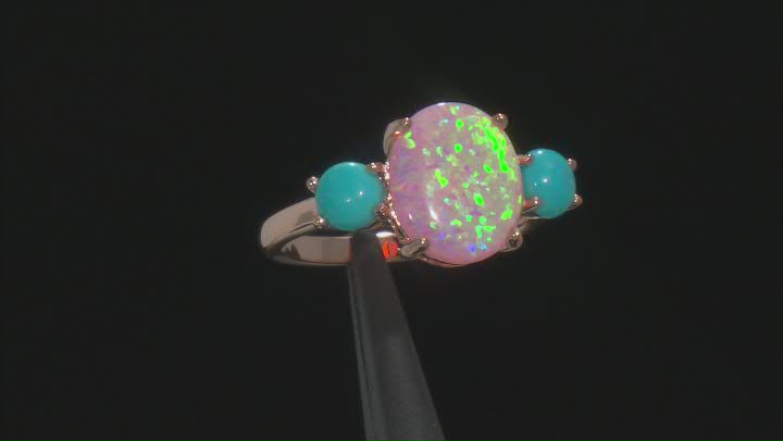 Pink Lab Created Opal 18k Rose Gold Over Sterling Silver Ring Video Thumbnail