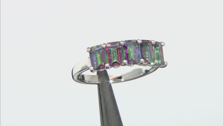 Multi Color Quartz Rhodium Over Sterling Silver 5-Stone Ring 2.37ctw Video Thumbnail