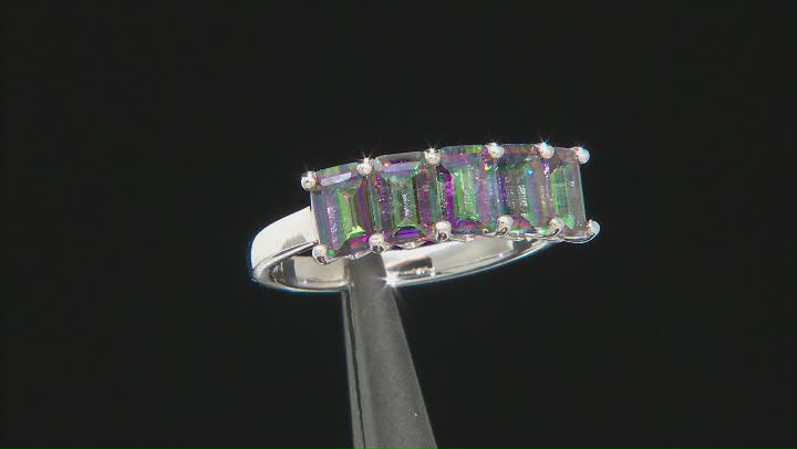 Multi Color Quartz Rhodium Over Sterling Silver 5-Stone Ring 2.37ctw Video Thumbnail