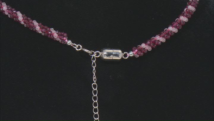 Pink Rose Quartz Rhodium Over Silver Heart Necklace Video Thumbnail