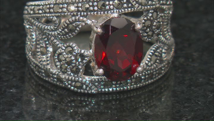 Red Garnet Rhodium Over Sterling Silver Ring 1.70ctw Video Thumbnail