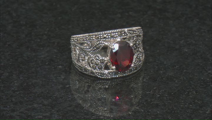 Red Garnet Rhodium Over Sterling Silver Ring 1.70ctw Video Thumbnail