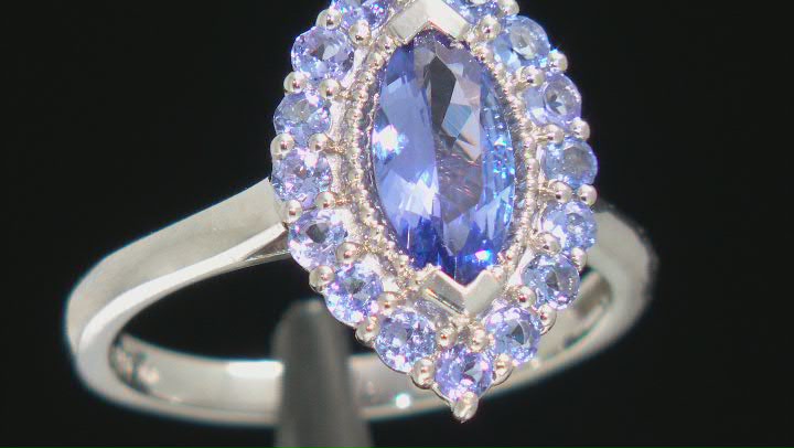Blue Tanzanite Rhodium Over Sterling Silver Ring 1.20ctw Video Thumbnail