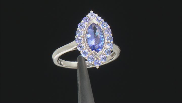 Blue Tanzanite Rhodium Over Sterling Silver Ring 1.20ctw Video Thumbnail