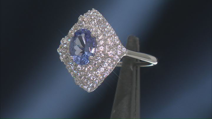 Blue Tanzanite Rhodium Over Sterling Silver Ring 1.85ctw Video Thumbnail