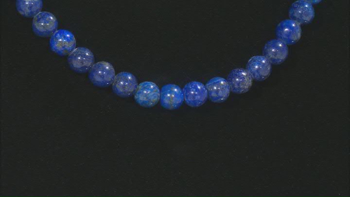 Blue Lapis Lazuli Rhodium Over Sterling Silver Beaded Necklace Video Thumbnail