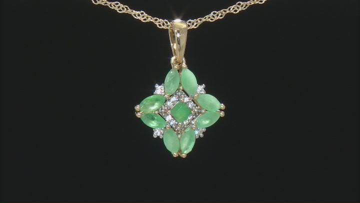 Green Emerald 18K Yellow Gold Over Sterling Silver Pendant With Chain. 1.45ctw Video Thumbnail