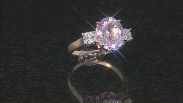 Pink Kunzite 18k Rose Gold Over Sterling Silver ring 4.49ctw