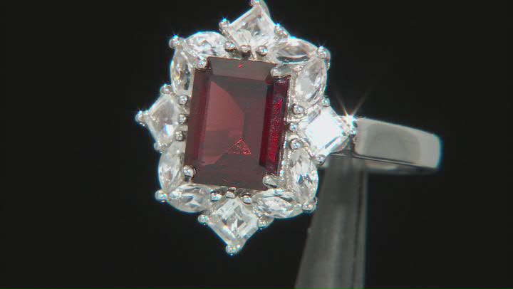 Red Garnet Rhodium Over Sterling Silver Ring 2.69ctw Video Thumbnail