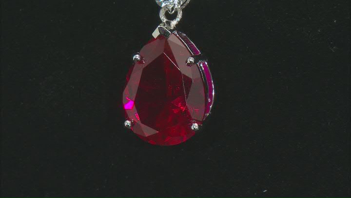 Red Lab Created Ruby Rhodium Over Silver Necklace 10.79ctw Video Thumbnail