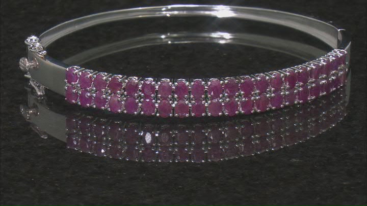 Red Ruby Rhodium Over Sterling Silver Bangle Bracelet 7.65ctw Video Thumbnail