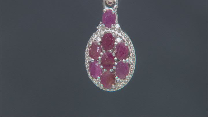 Red Indian Ruby Rhodium Over Sterling Silver Pendant With chain 2.41ctw Video Thumbnail