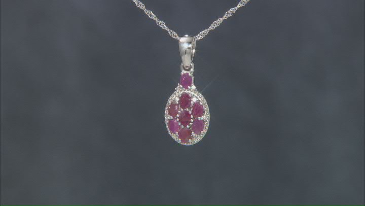 Red Indian Ruby Rhodium Over Sterling Silver Pendant With chain 2.41ctw Video Thumbnail