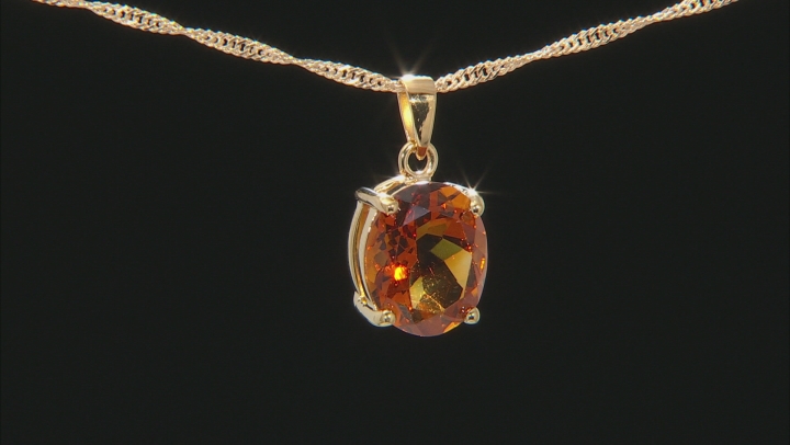 Orange Madeira Citrine 18k Yellow Gold Over Sterling Silver Pendant With Chain 3.50ctw Video Thumbnail