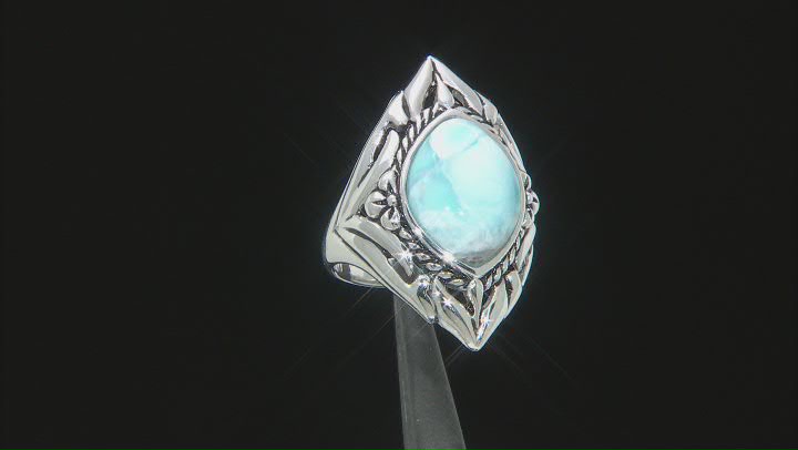 Blue Larimar Rhodium Over Sterling Silver ring Video Thumbnail