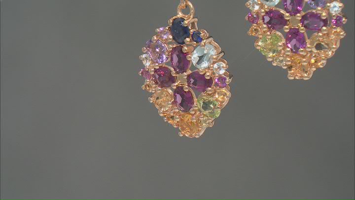 Multi-Gemstone 18k Yellow Gold Over Sterling Silver Dangle Earrings 3.99ctw Video Thumbnail
