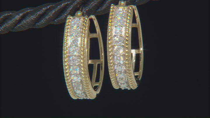 Moissanite 14k Yellow Gold Over Sterling Silver Hoop Earring 1.10ctw DEW. Video Thumbnail