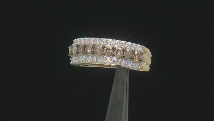 Moissanite And Champagne Diamond 14k Yellow Gold Over Sterling Silver Ring 1.22ctw DEW. Video Thumbnail
