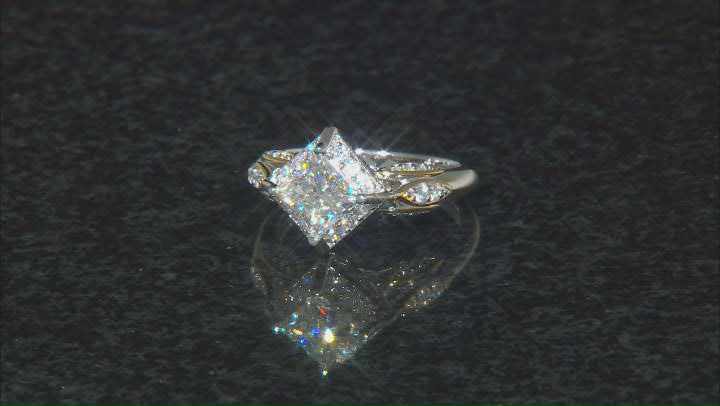 Moissanite Platineve And 14k Yellow Gold Over Silver Ring 1.60ctw DEW. Video Thumbnail