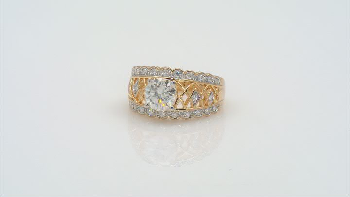 Moissanite 14k Yellow Gold Over Silver Ring 2.38ctw DEW. Video Thumbnail
