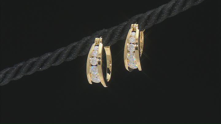 Moissanite 14k Yellow Gold Over Sterling Silver Hoop Earring 1.16ctw DEW. Video Thumbnail