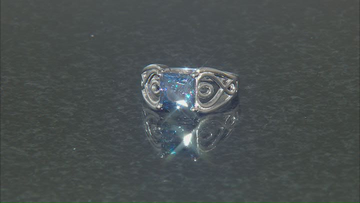 Blue Moissanite Platineve Solitaire Ring 2.30ct DEW. Video Thumbnail