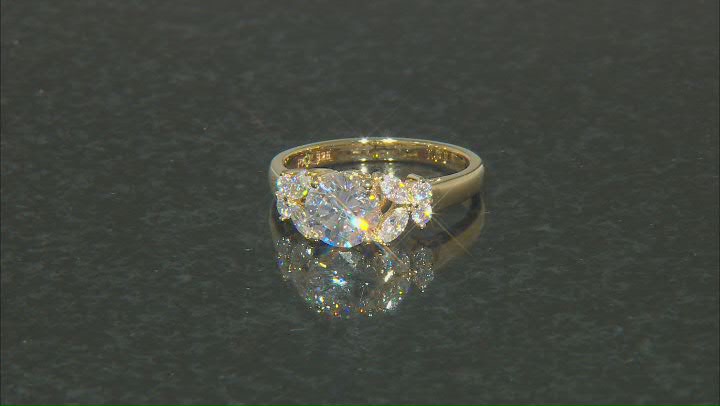 Moissanite 14k yellow gold over sterling silver ring 1.60ctw DEW. Video Thumbnail