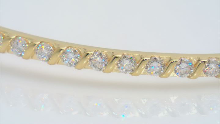 Moissanite 14k Yellow Gold Over Silver Ring And Bangle Bracelet Set 1.80ctw DEW. Video Thumbnail