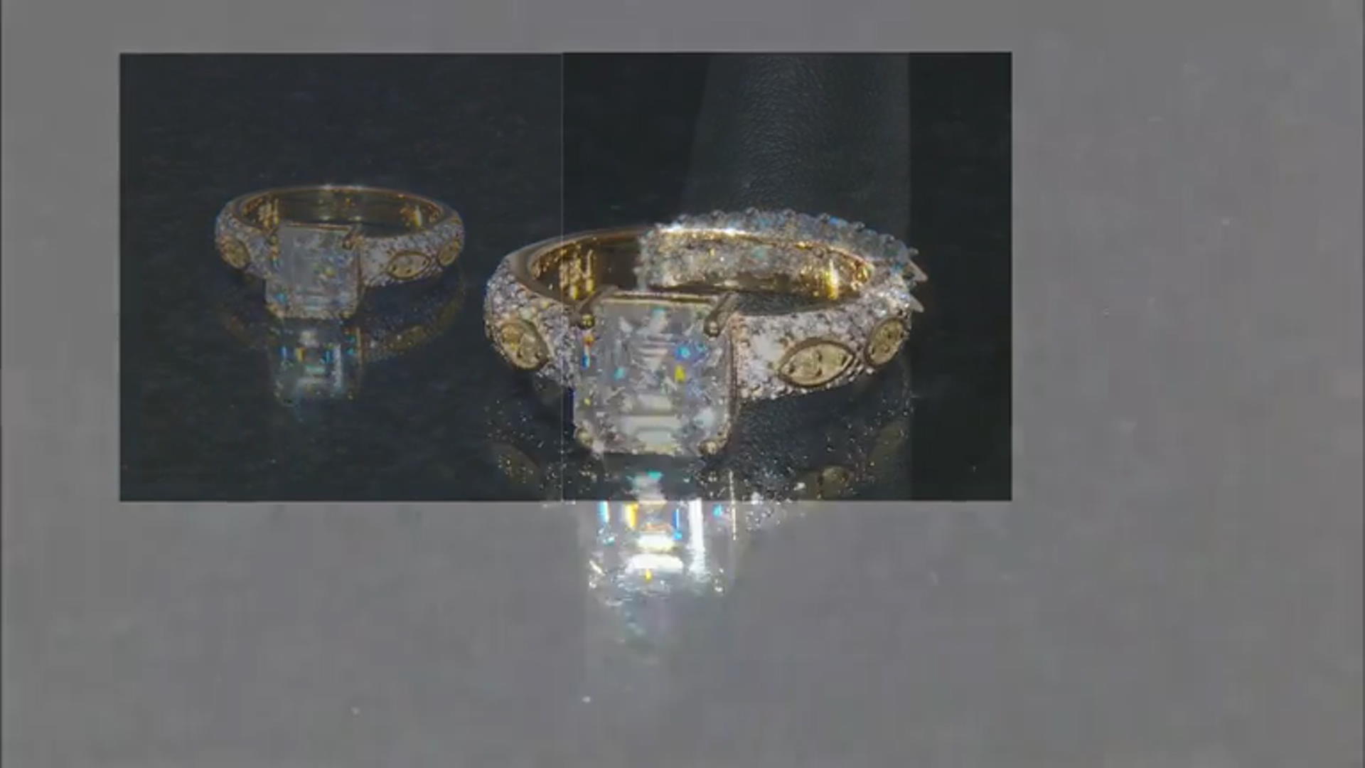 Moissanite And Yellow Diamond 14k Yellow Gold Silver Ring 3.46ctw DEW. Video Thumbnail