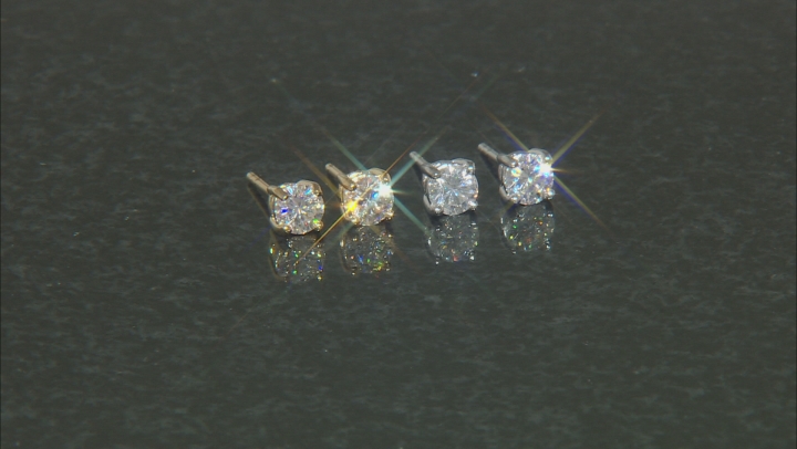 Moissanite 14k Yellow Gold Over Sterling Silver Studs .66ctw DEW. Video Thumbnail