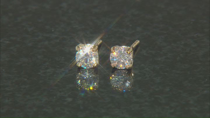Moissanite 14k Yellow Gold Over Sterling Silver Studs .66ctw DEW. Video Thumbnail