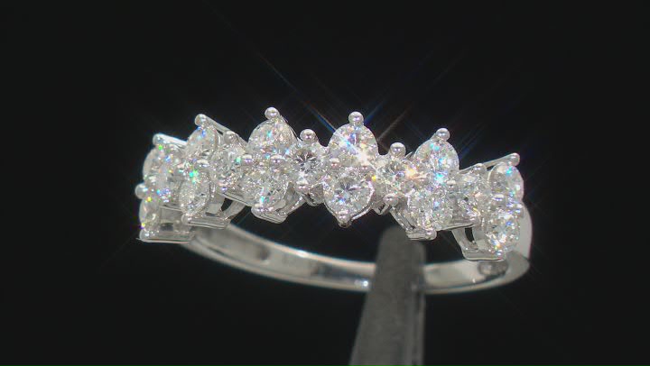 Moissanite Platineve Cluster Ring 1.02ctw DEW Video Thumbnail