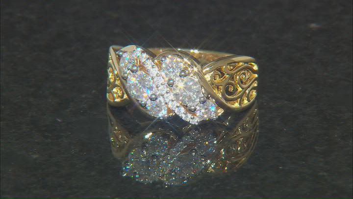 Moissanite 14k Yellow Gold Over Silver Ring 1.29ctw DEW. Video Thumbnail