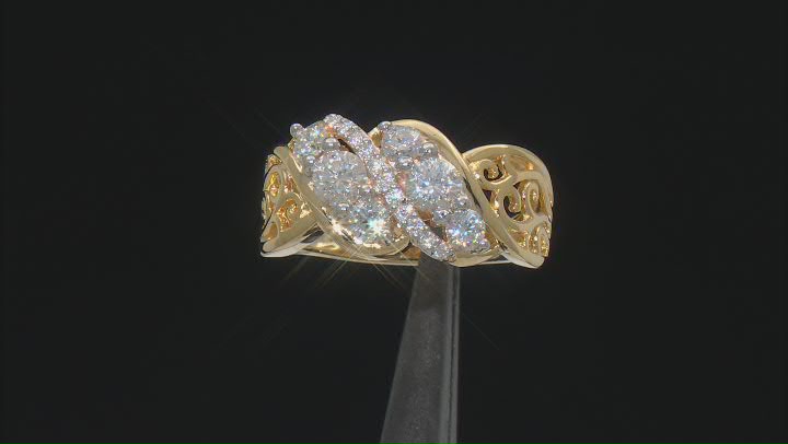 Moissanite 14k Yellow Gold Over Silver Ring 1.29ctw DEW. Video Thumbnail