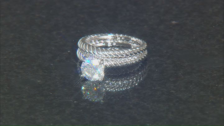 Moissanite Platineve Ring And Band 1.90ct DEW. Video Thumbnail
