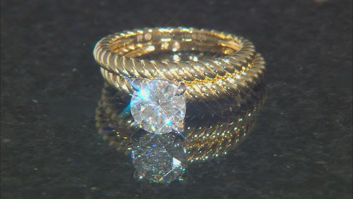 Moissanite 14k Yellow Gold Over Silver Ring And Band 1.90ct DEW. Video Thumbnail