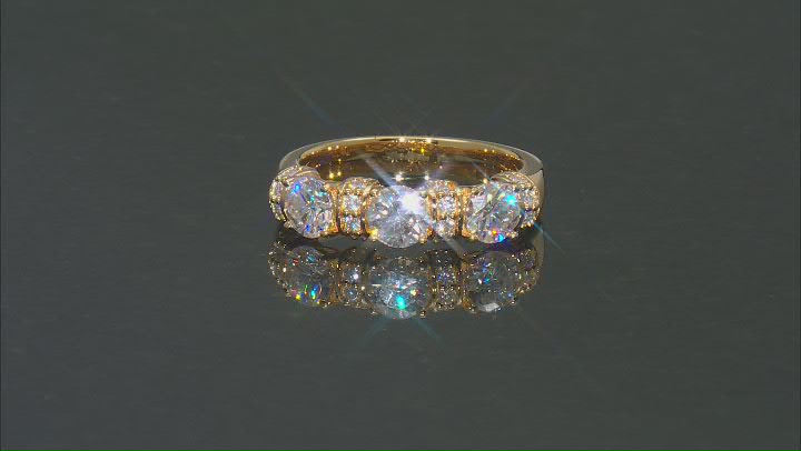 Moissanite 14k yellow gold over silver band ring 1.66ctw DEW. Video Thumbnail
