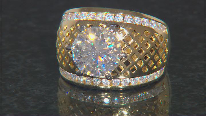 Moissanite 14k Yellow Gold Over Silver Ring 3.34ctw DEW. Video Thumbnail