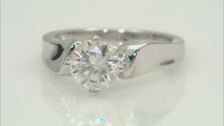 Moissanite Platineve Solitaire Ring 1.50ct DEW. Video Thumbnail