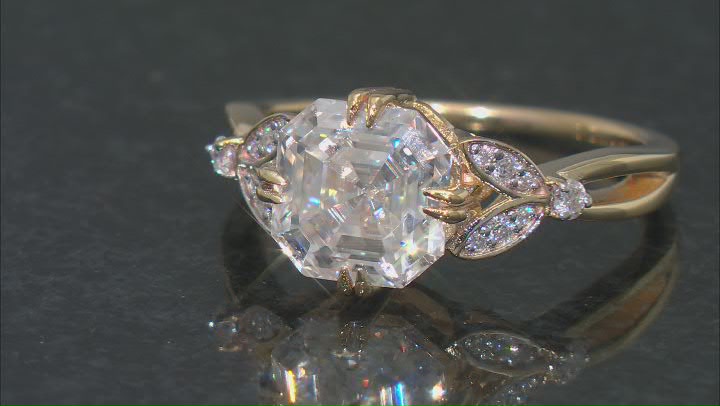 Moissanite 14k Yellow Gold Over Silver Ring 4.10ctw DEW. Video Thumbnail
